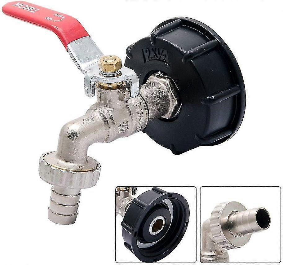 1x IBC Faucet Valve Adapter, Chrome Plated Brass Faucet Connection Outlet Quick Connection, IBC S60x6 Faucet Valve to 1/2'' Hose Adapter Rainwater Col