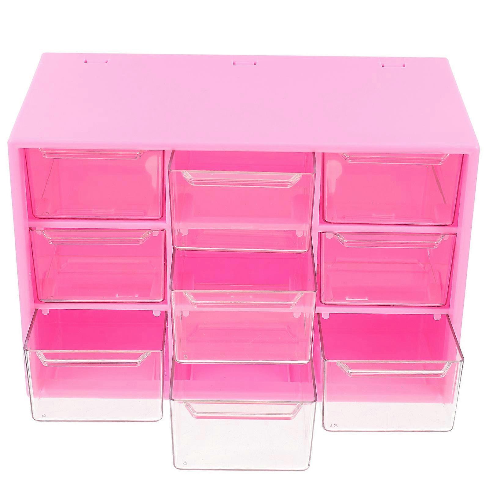 3Pcs Rectangular Drawer Style Storage Case For Women In Rosy Color Ideal For Daily Use
