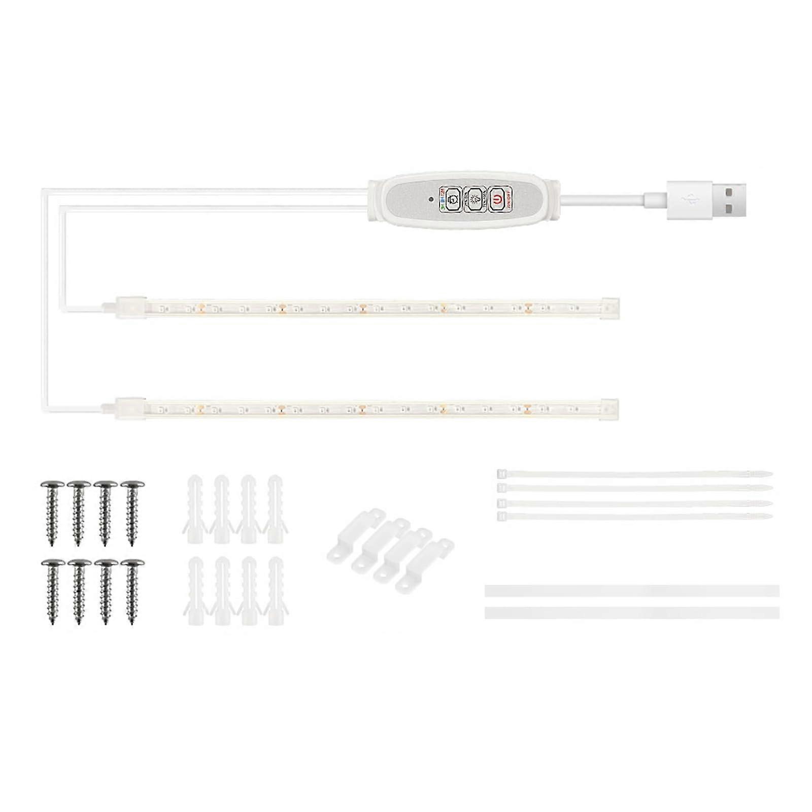 LED Plant Grow Light Strips for Indoor Plants, Red Blue Hydroponics Lamp with 4 Dimmable Levels and Smart Timer, USB Plug and Play