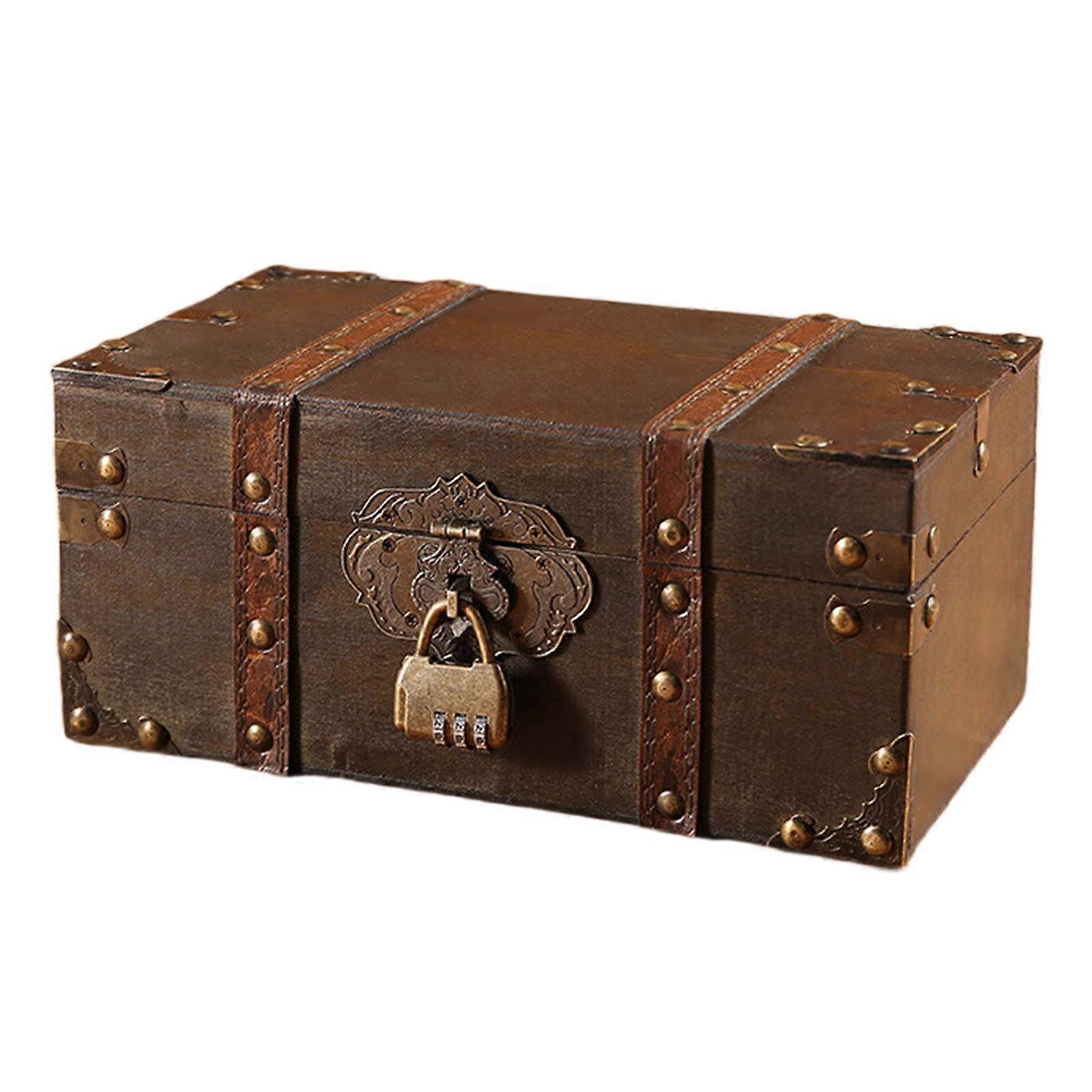 Boîte de rangement rétro en bois robuste, idéale pour les bijoux et petits objets. Finitions soignées et charme élégant. Multicolore.