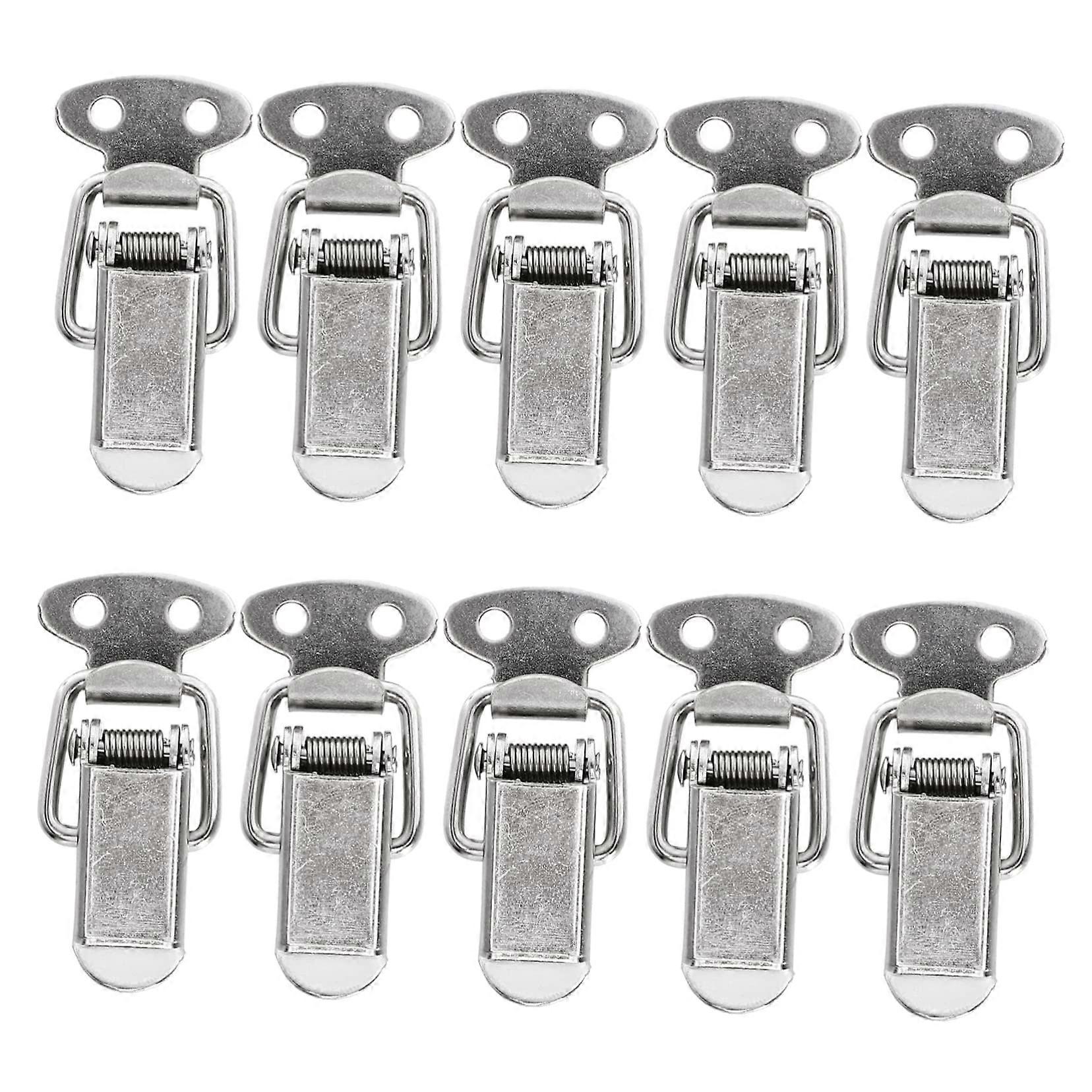Spring Snap Latch Iron Mini Hasp 10-Piece For Toolboxes And Storage Boxes Polished Finish Rust-Resistant Easy Mounting