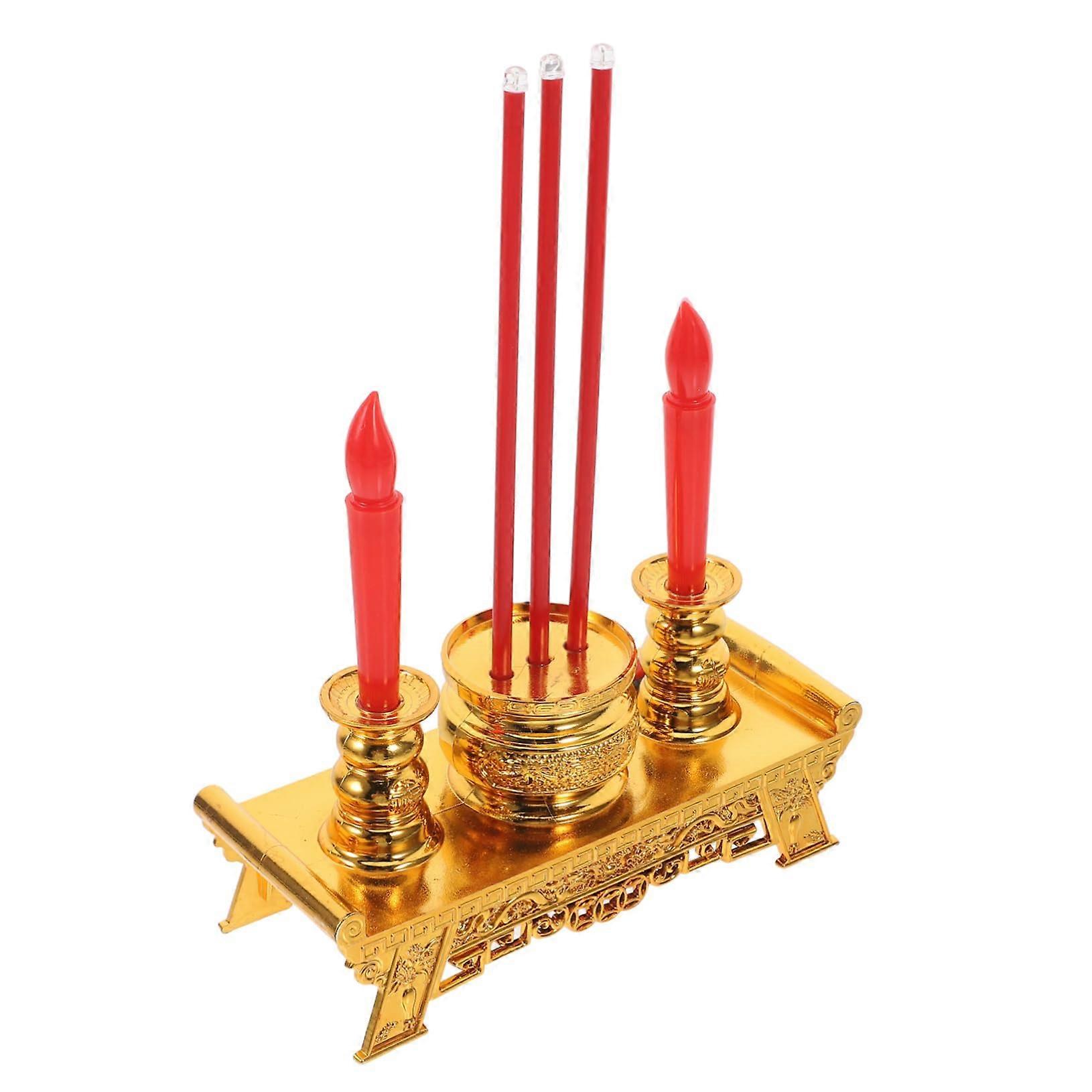 LED Candle Lamp Flameless Decorative Candlestick with Realistic Flickering Effect for Home Worship Meditation Buddhist Ceremonies