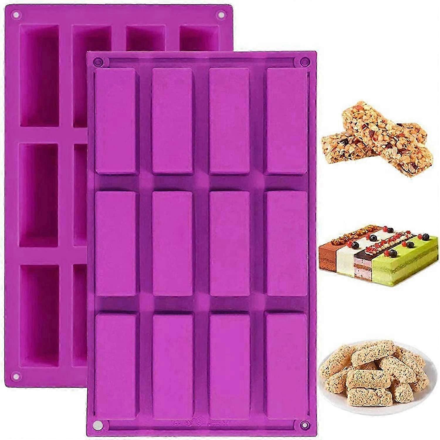 12 Cavity Narrow Silicone Rectangle Mold for Protein Bar Bread Cheesecake Pudding