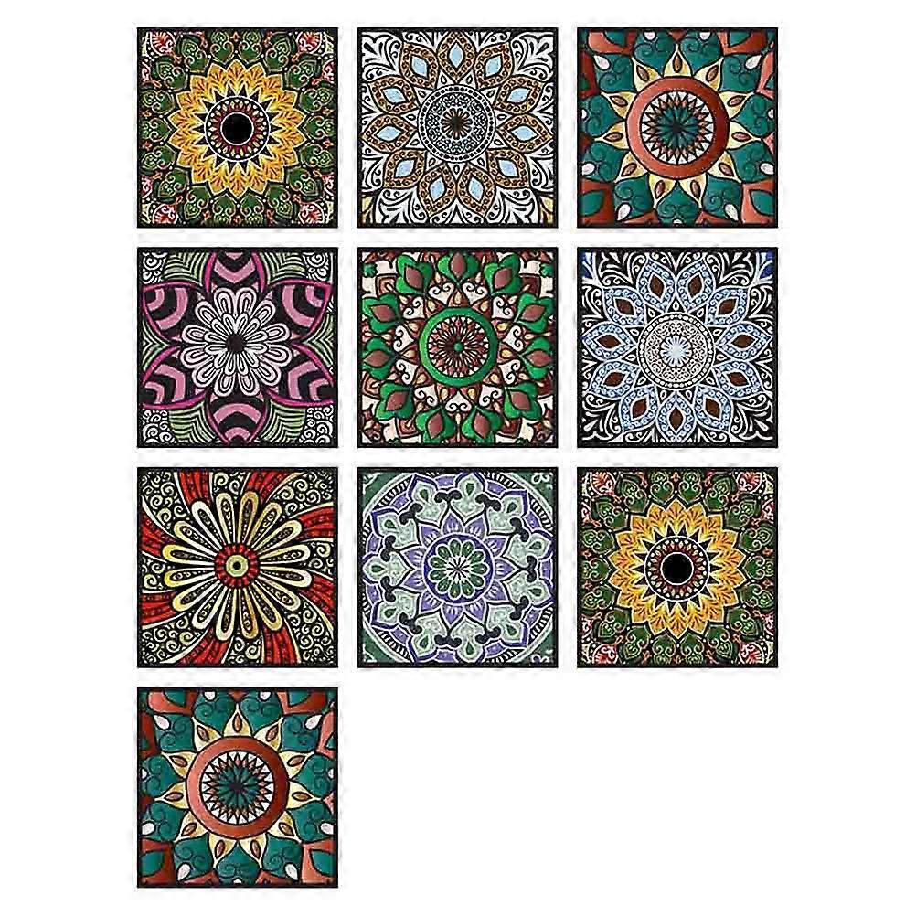 Waterproof Wall Tile Sticker Square Tiles for Office Desk Multi Color Dust Proof 1 Set