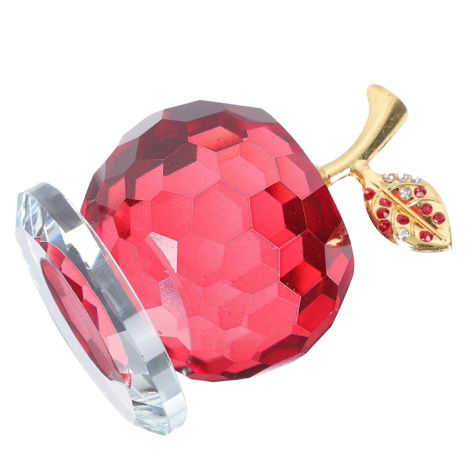 Crystal Decorated Apple Home Decoration Red Crystal Material for Paperweight 1Pack