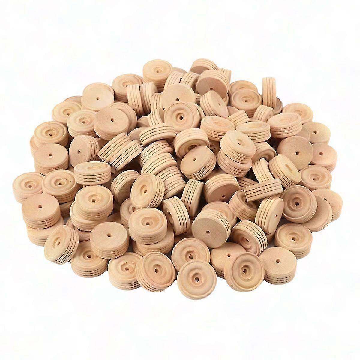 Wooden Wheels 100 PCS, 1.18 Inch Treaded Tires with 0.14 Inch Hole for DIY Projects