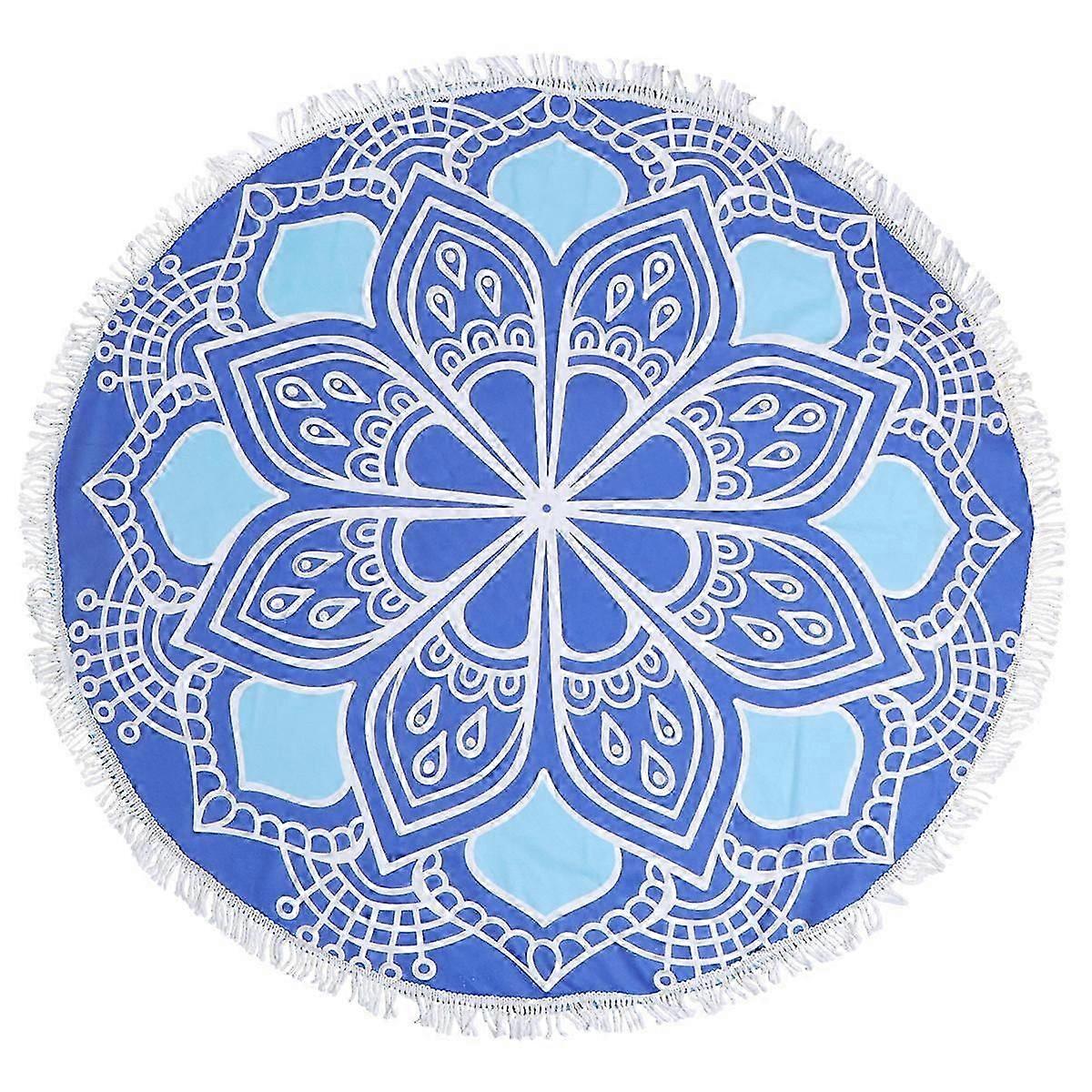 Round Beach Towel Blanket Colorful Plants Animal Printing Washable Reusable Non-fading Easy to Clean 1Set