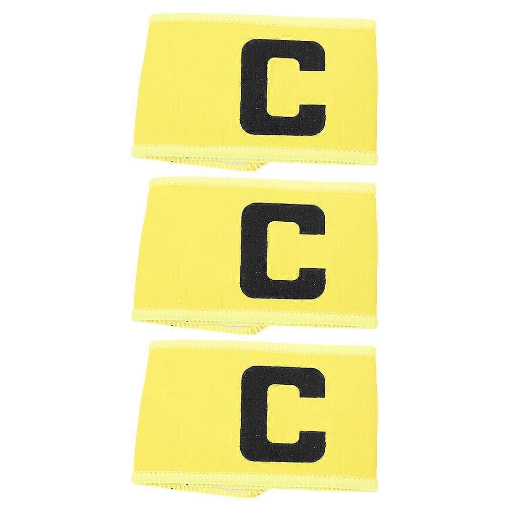 Elastic Soccer Captain Bands for Basketball Games Yellow Material with Reusable Function 3Pcs