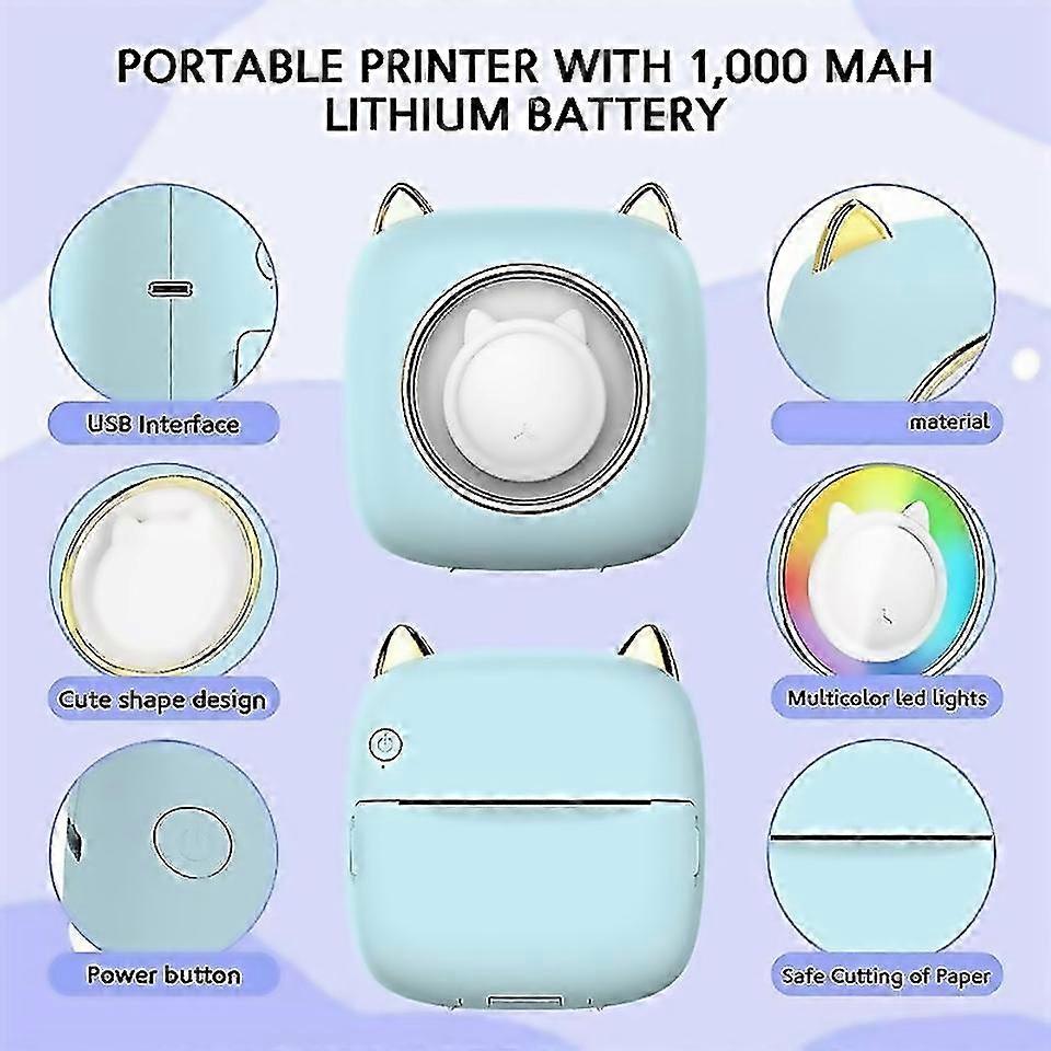 For Mini Pocket Printer Portable Thermal Printer With Ledprinter