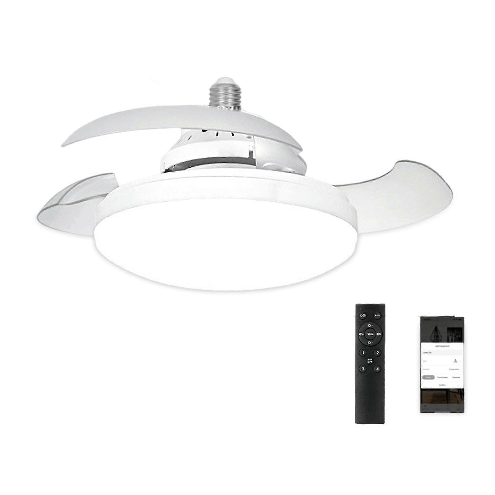 E27 LED Ceiling Light Fan 48W 3-Speed ABS Texture Fixture for Warehouse Bedroom Ceiling Lighting