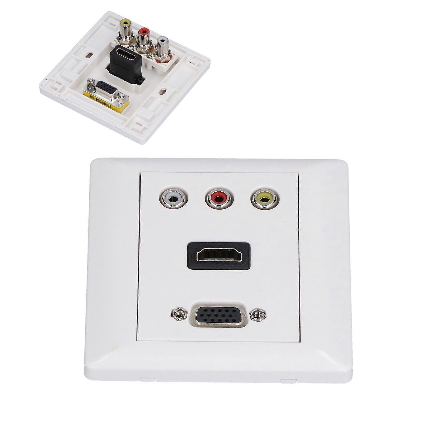 Audio Video Wall Socket 1080P 86x86mm High Impact ABS Panel
