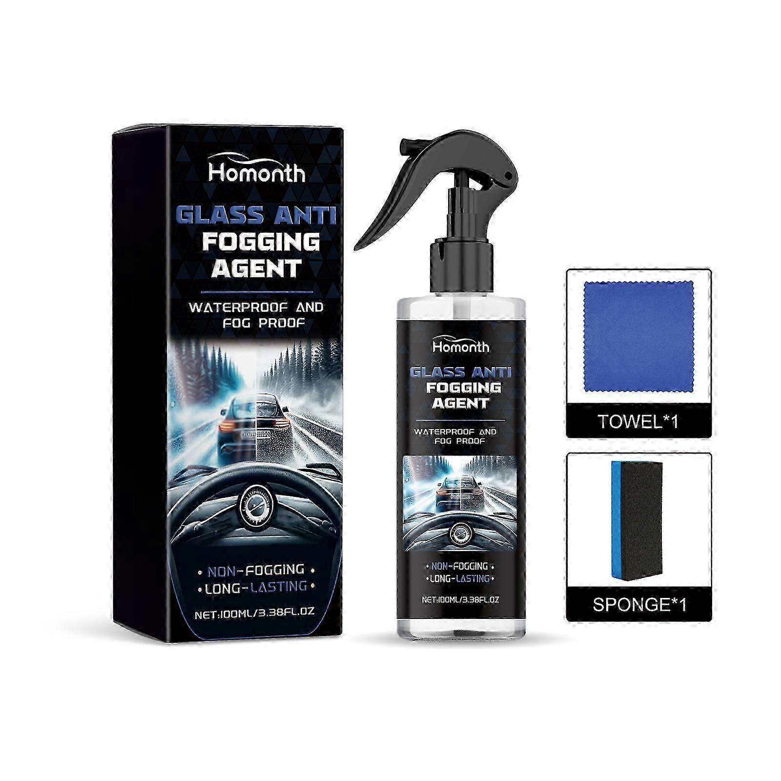 Homonth car anti-fog spray, car windshield rearview mirror cleaning, anti-rain and fog cleaning coating agent