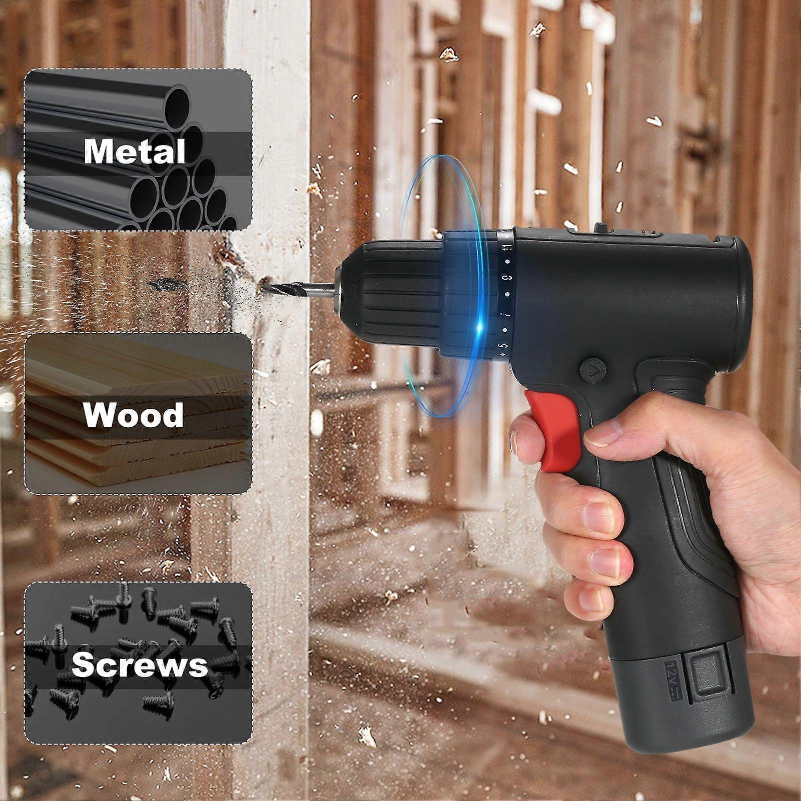 12V Brushless Drill Set, Efficient and Durable, with Multi-functional Accessories Black UK