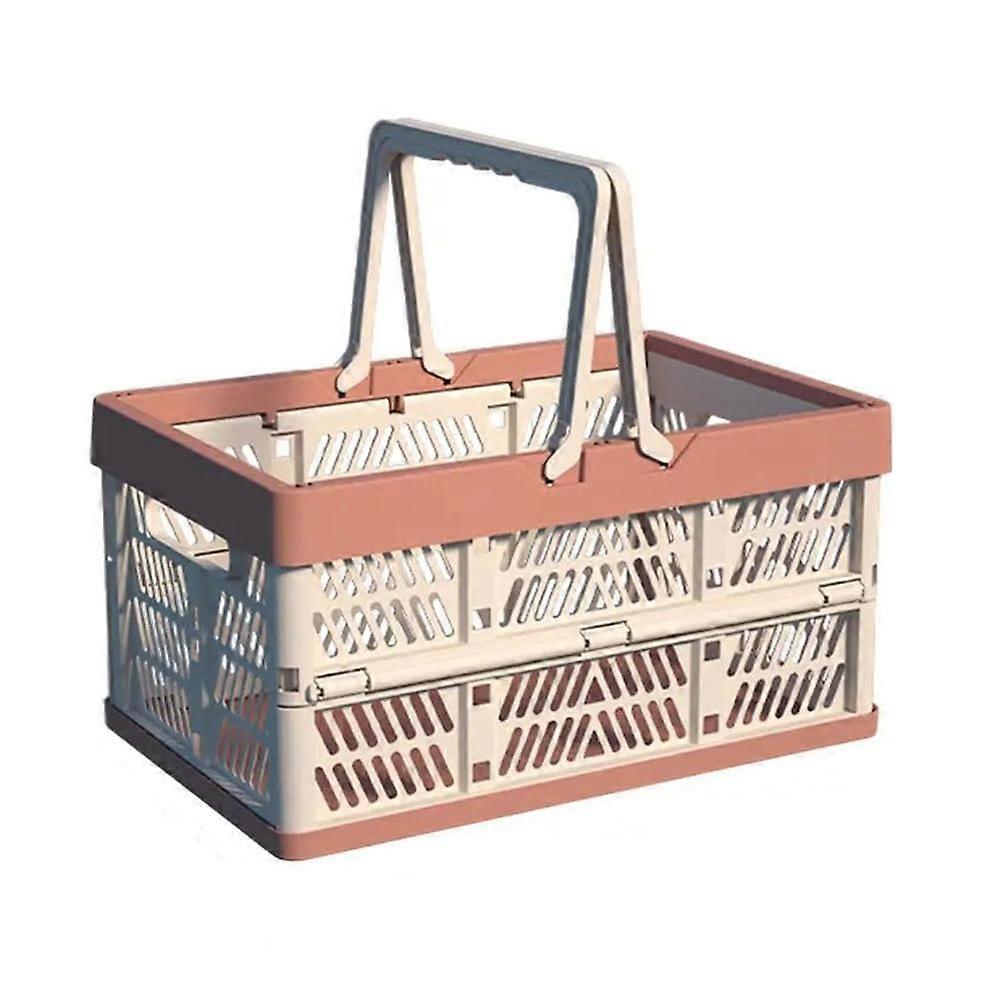 Outdoor Folding Picnic Basket Portable Camping Storage Container Plastic Frame Large Capacity Supermarket Shopping B