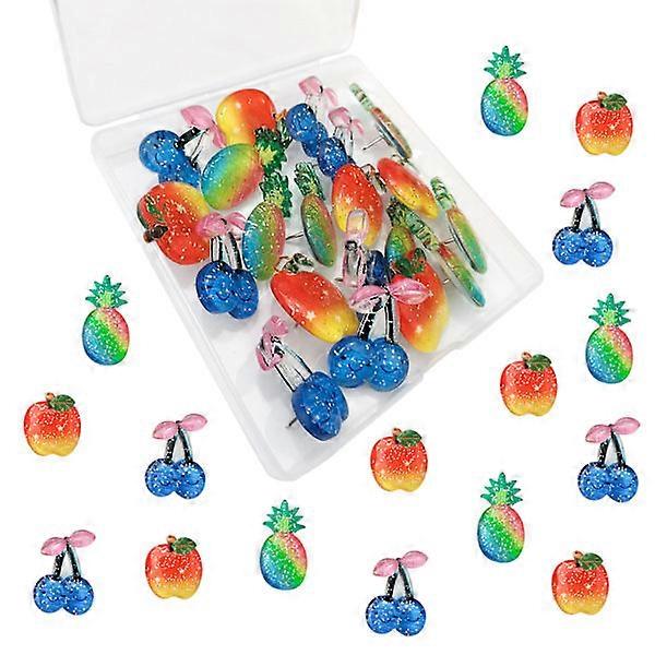20 Creative Colored Fruit Thumbtacks, Acrylic Sequins, Crystal