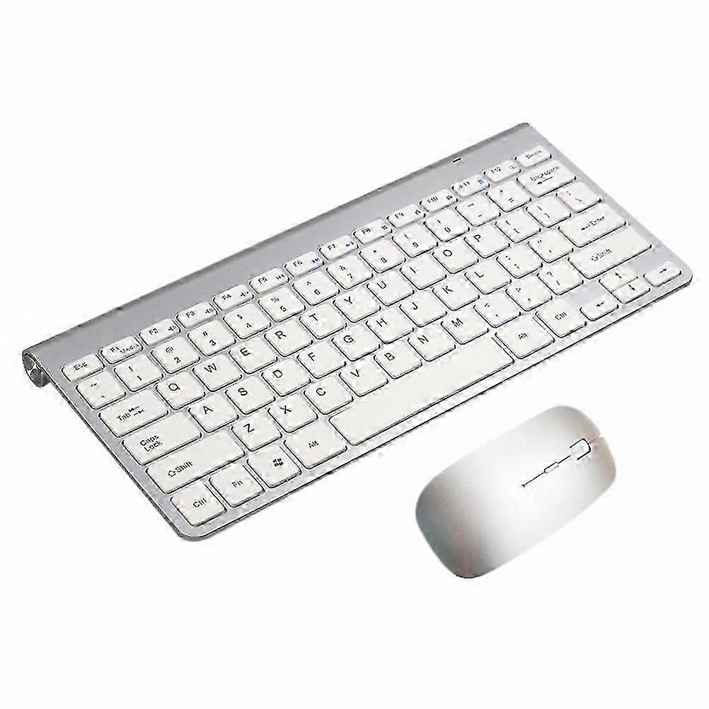 Ultra-Thin Wireless Mini Keyboard with Mouse for Home and Office Use - Silver