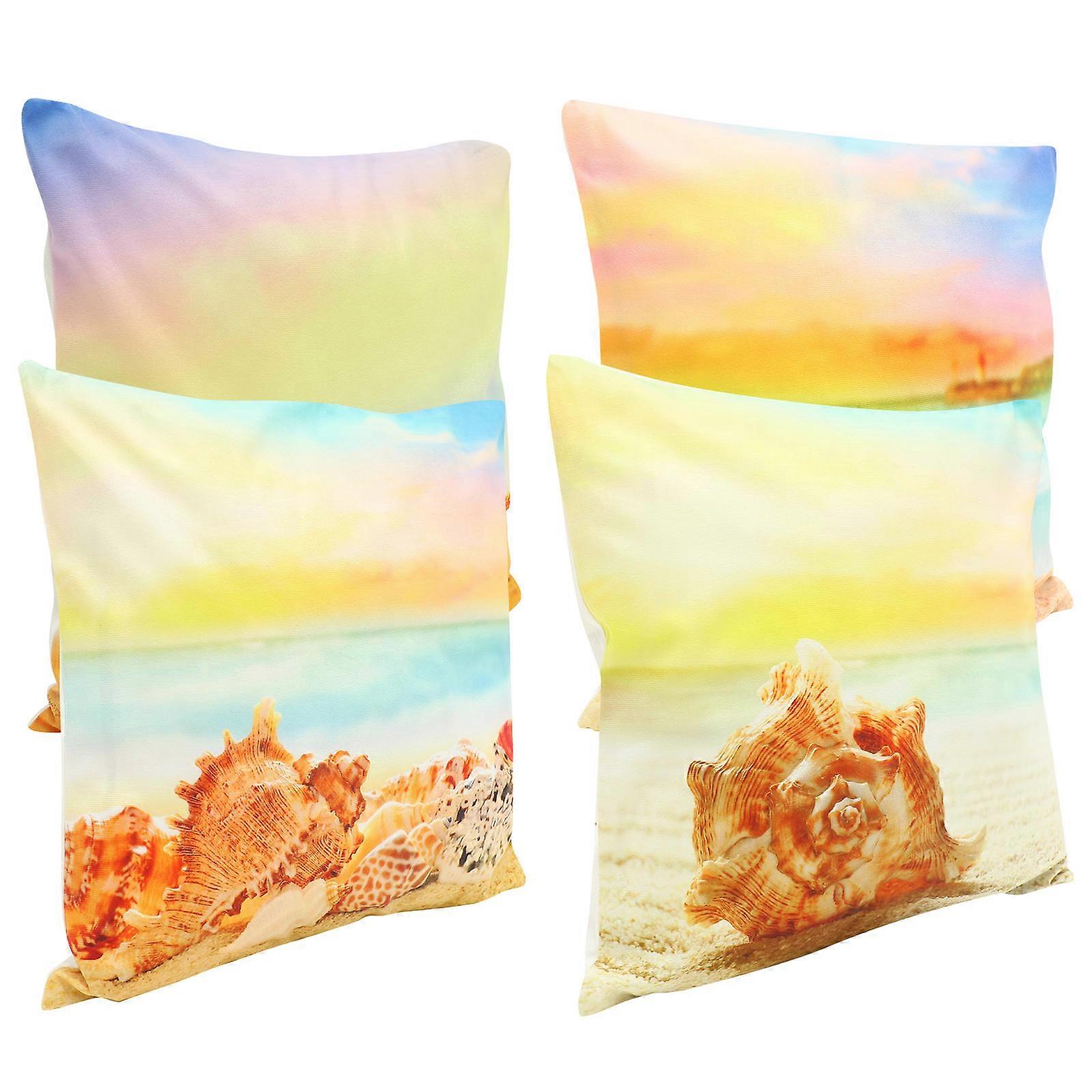 Ocean Themed Sea-Star Pillow Cover for Decor 4Pcs Summer Beach Set