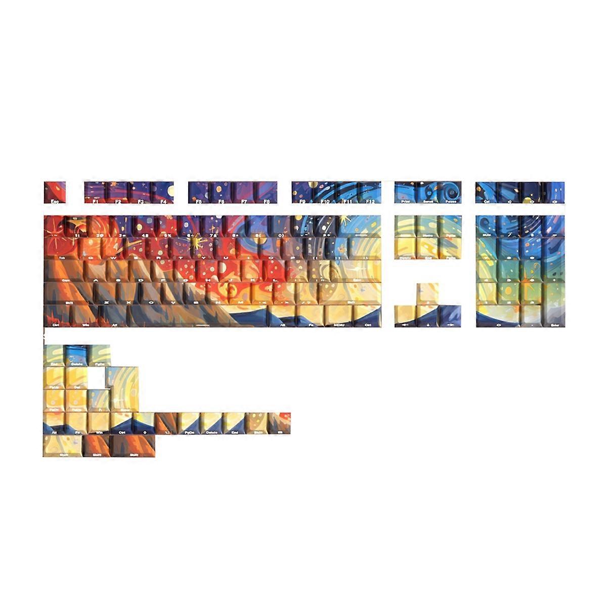 Starry Skys Cherry Keycaps PBT Material Side Letter Dye-Sub Keys Caps for Mechanical Keyboard ISO ANSI Layout A