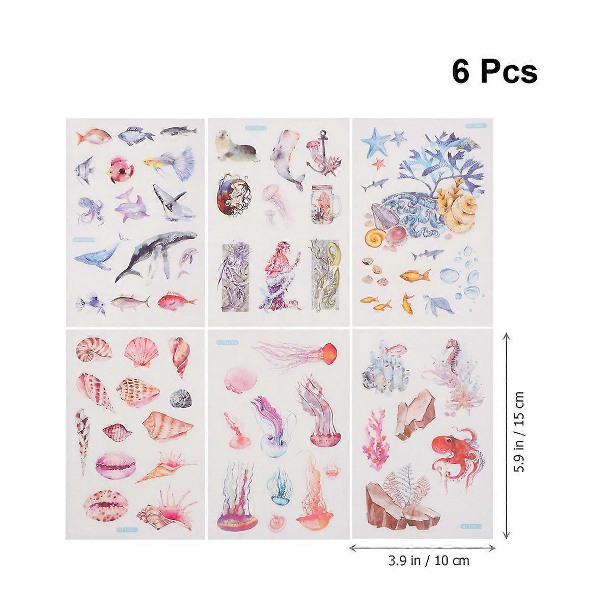 Hand Account Stickers Decorative Album Diary Stick Labels for 6 Sheets