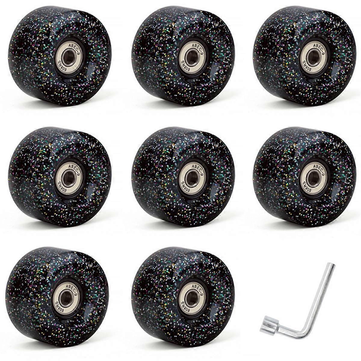 8 Pack 85A Quad Roller Skate Wheels 62 X 33mm with Bearings for Double Row Skating, Quad Skates Acc