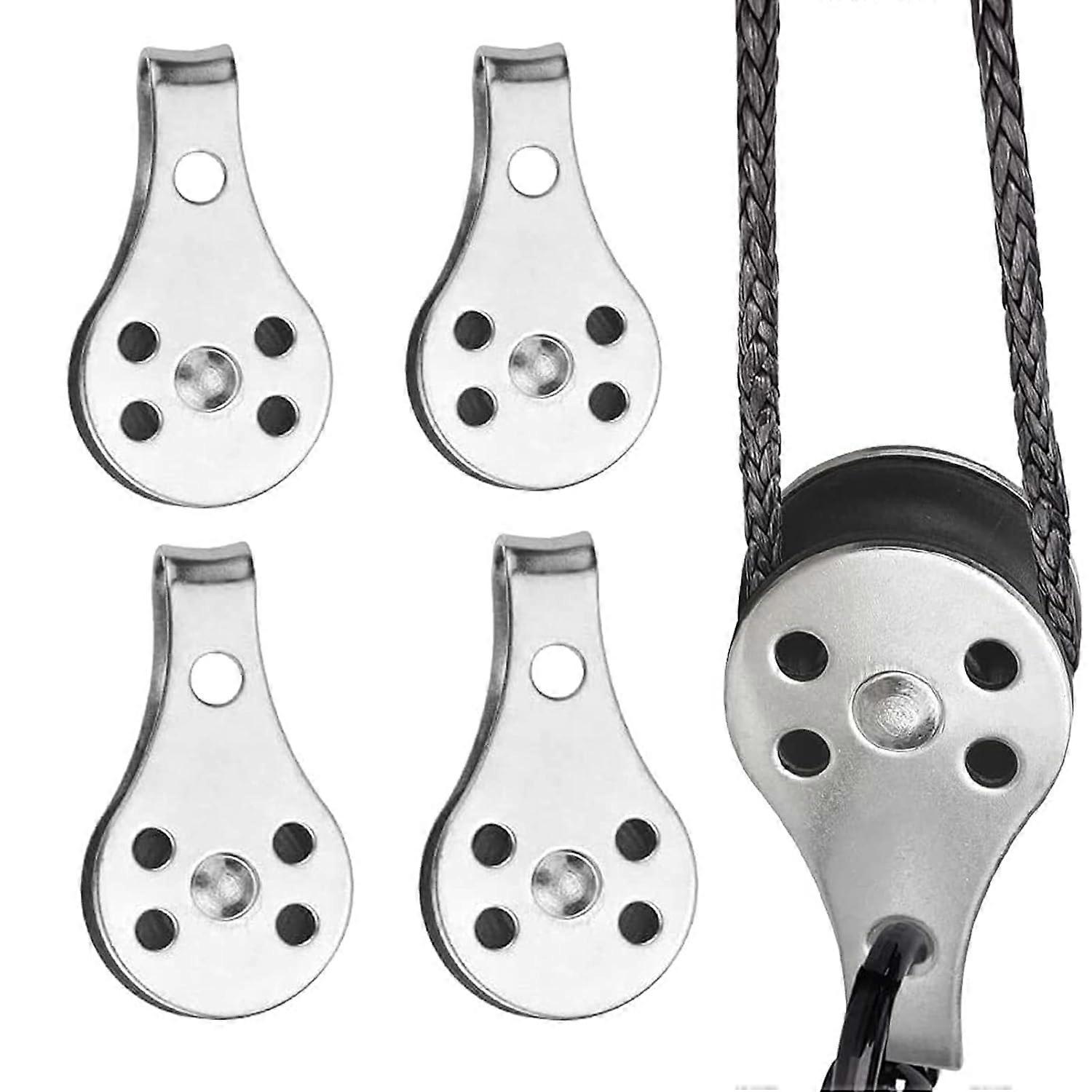Double Stainless Steel Swivel Pulley, Single Block Pulleys, Stainless Steel Single Pulley Block, for Large Kayaks, Canoes, Factories, Buildings (4 Pi