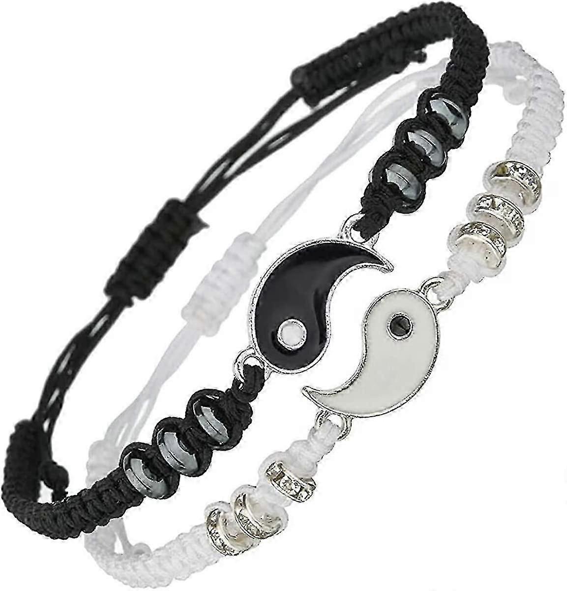 Bracelet,2 Matching Yin Yang Adjustable String Bracelet Friendship RelationshipNew for 2024 CD