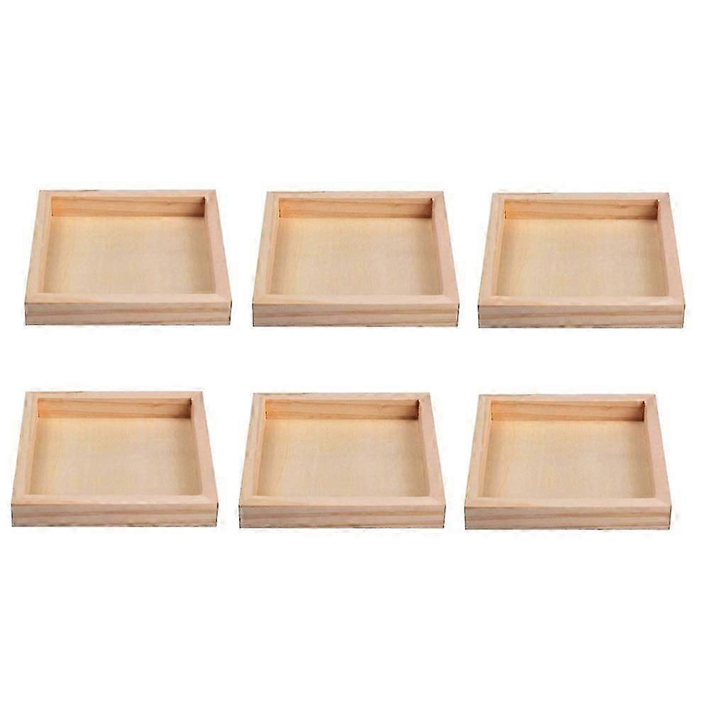 Wood Trays Set Of 6Pcs Beige Rectangular Trays Designed For Puzzle Assembly And Organization