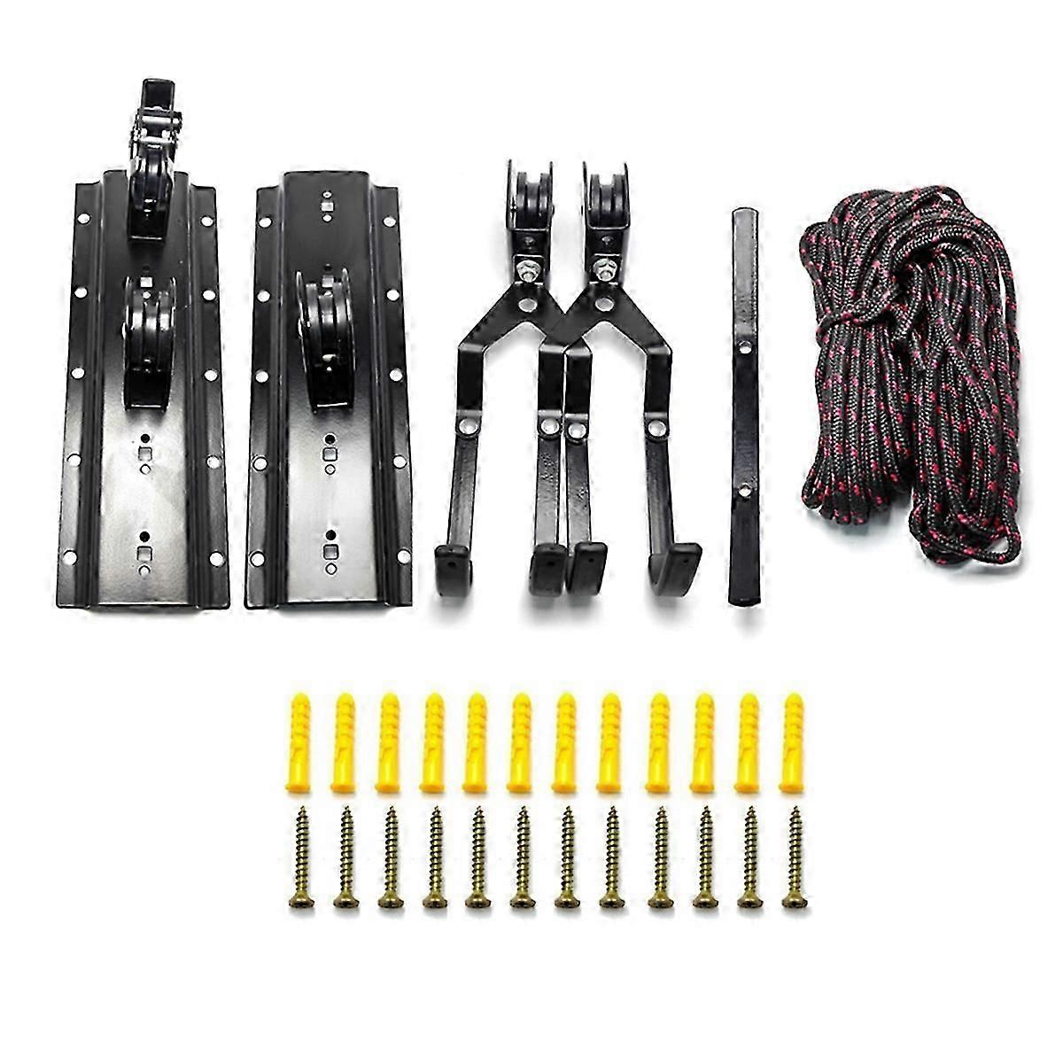 Garage Ceiling Bike Hoist System - Pulley Storage with Bike Hangers, Efficient Space-Saving Mount f