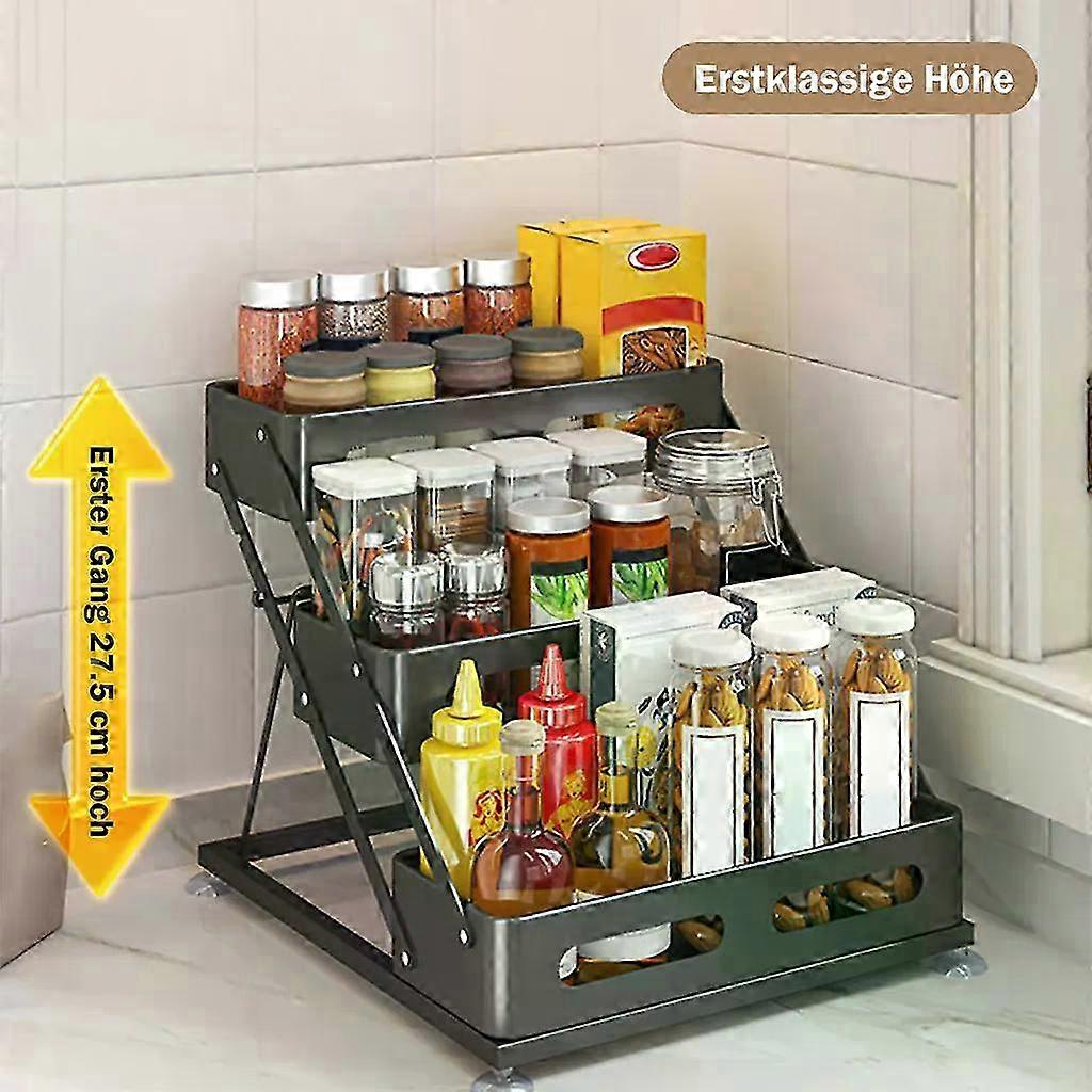 Expandable Spice Rack Organizer with 3 Adjustable Tiers, Freestanding Shelf for Kitchen 2025