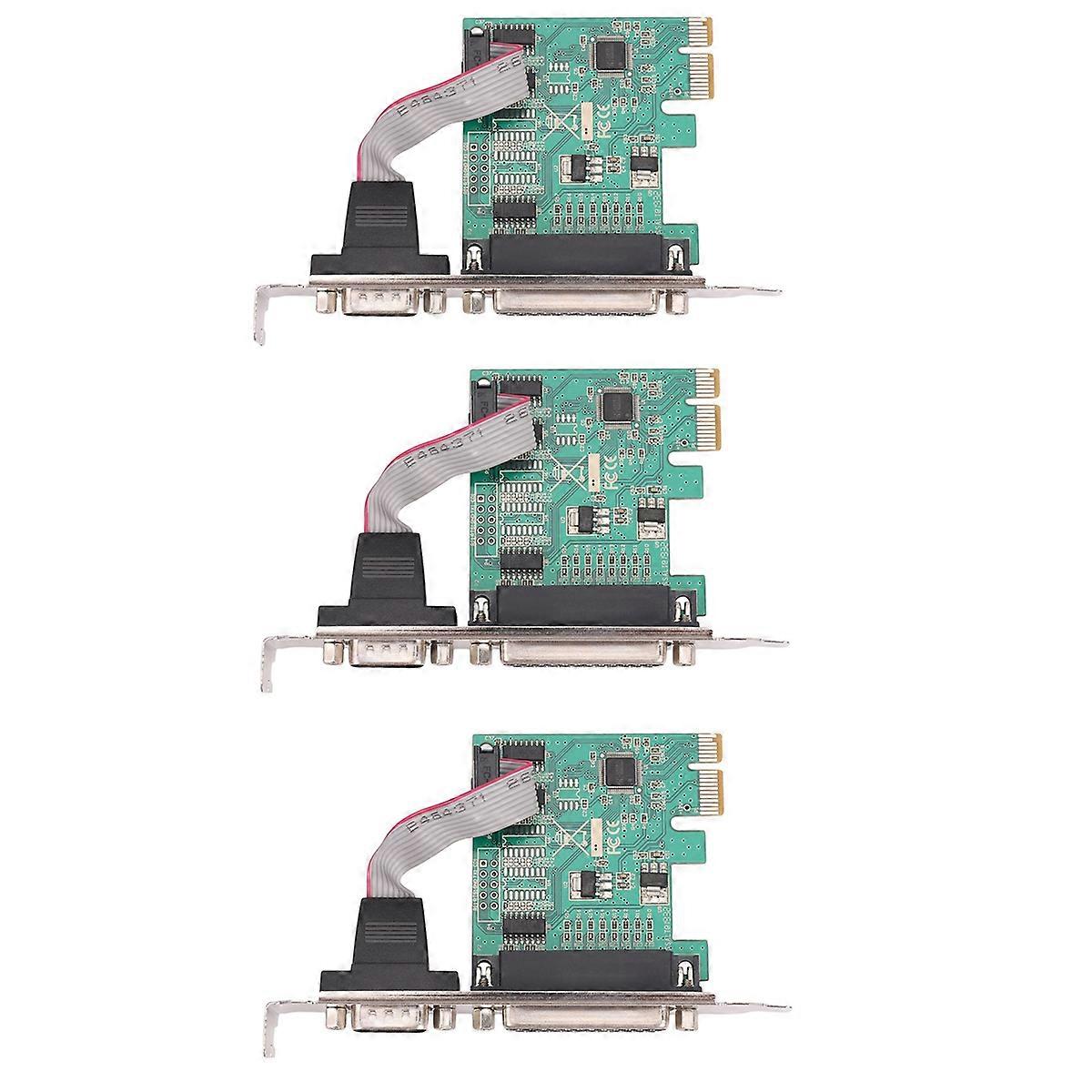 3X RS232 -232 Serial Port COM DB25 Printer Parallel Port to PCI-E PCI Express Card Adapter Converter