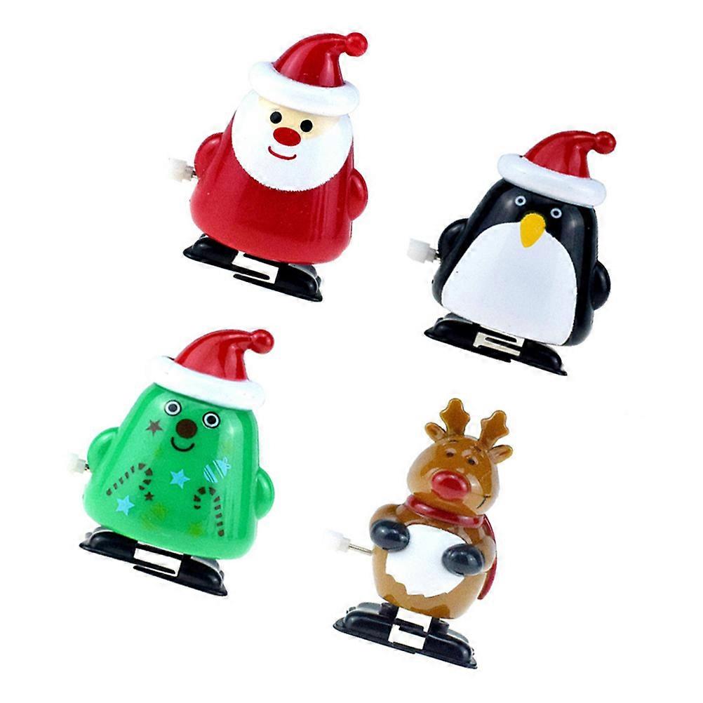 Wind Up Walking Toys Christmas Clockwork Toy for Kids Party Assorted Color Educational Play 4Pcs