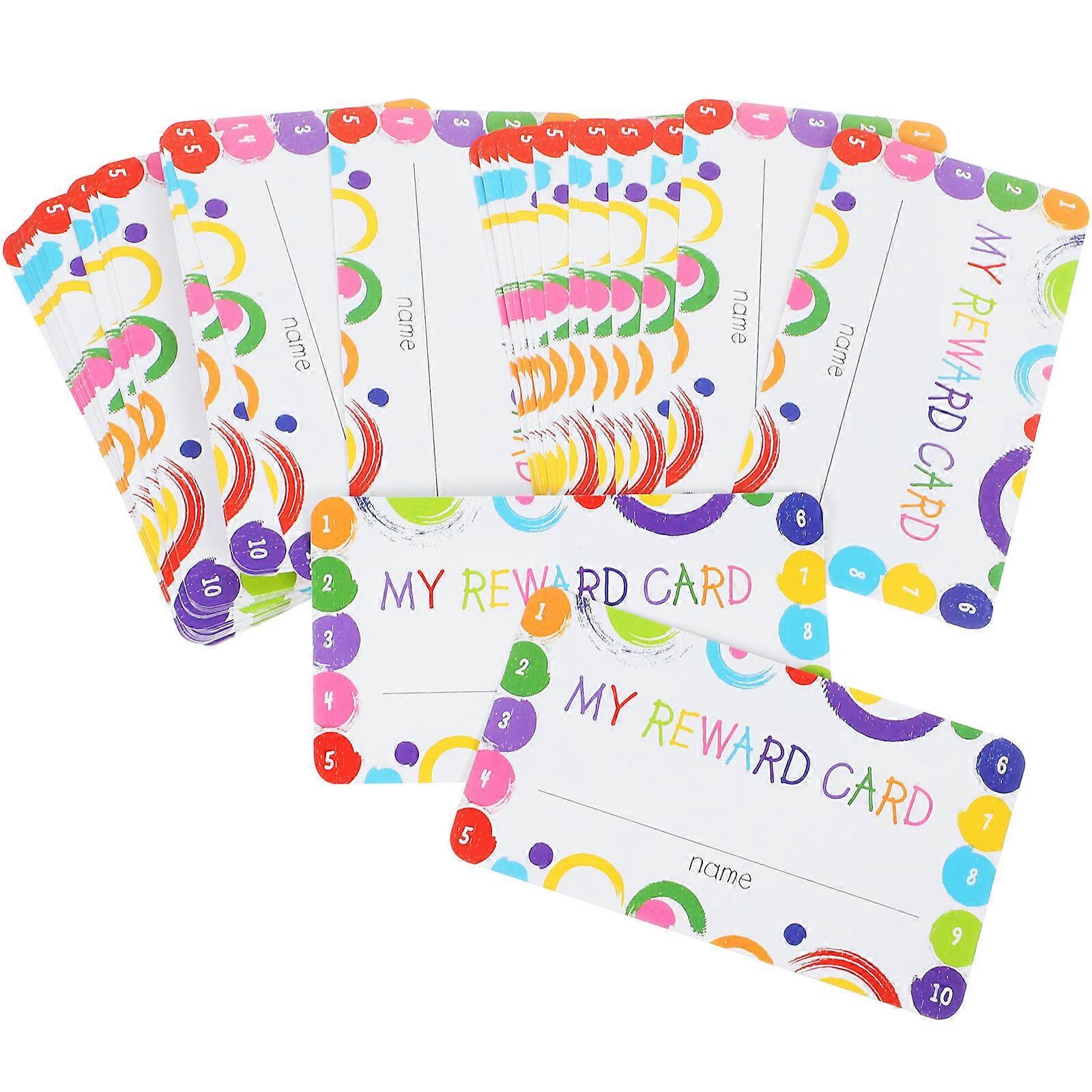 Cartoon Punch Cards Reward Card for Classroom Use 100 Sheets Set
