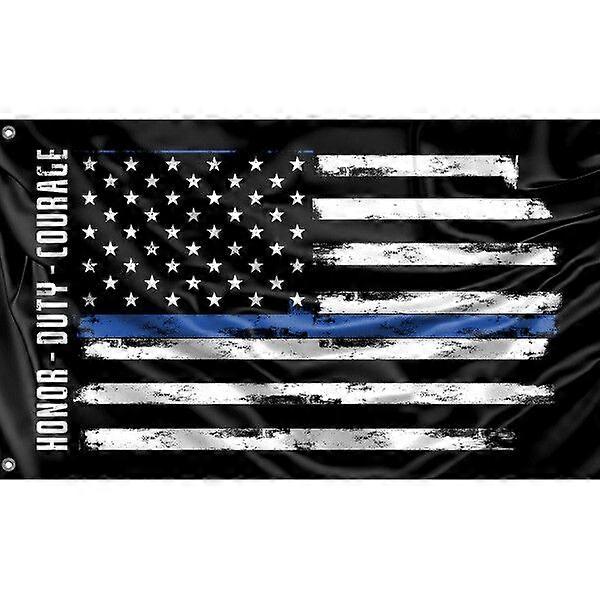 Drapeau Honor Duty Courage Blue Line FG1671