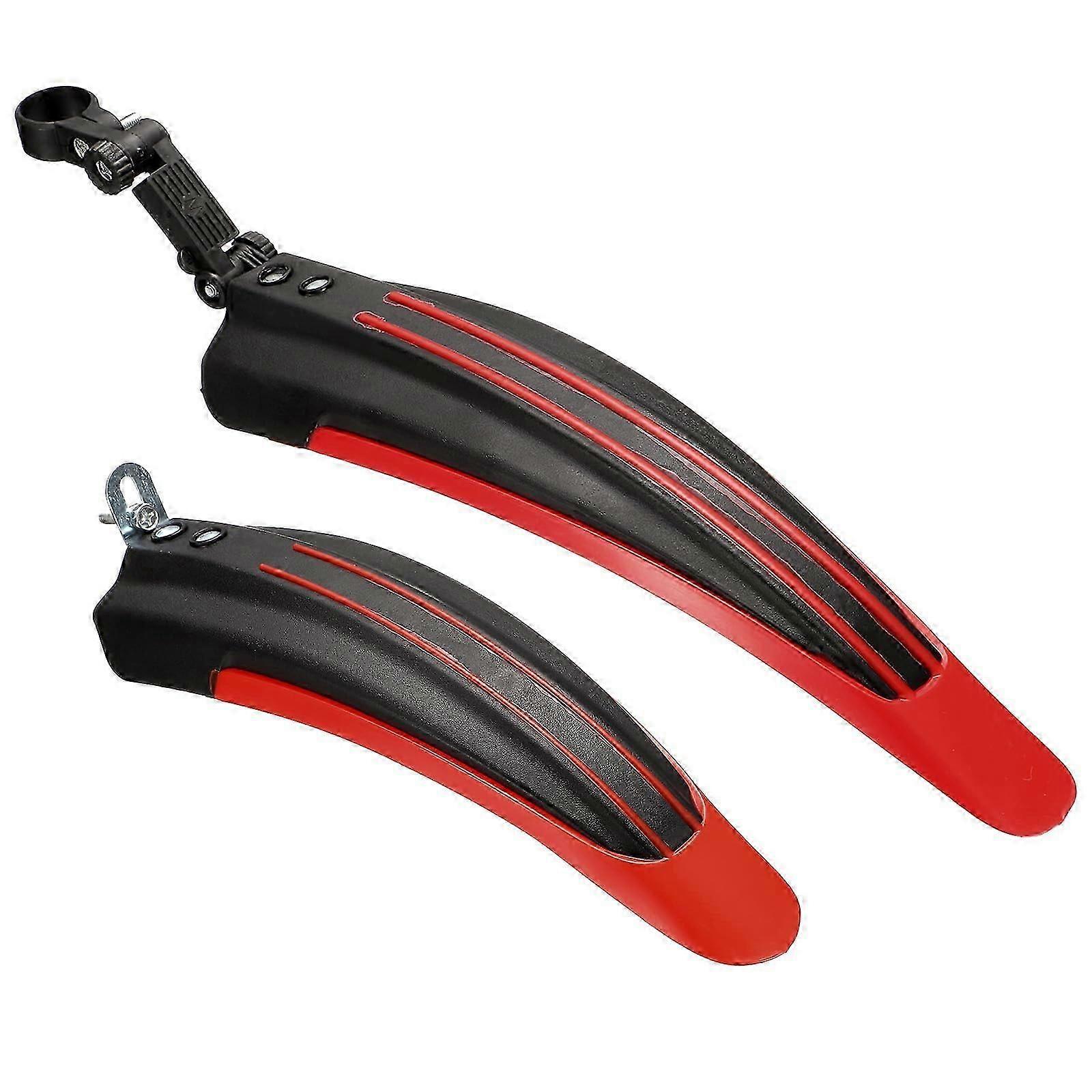 Universal Red Mountain Bike Mudguards Set - Adjustable Front and Rear for MTB