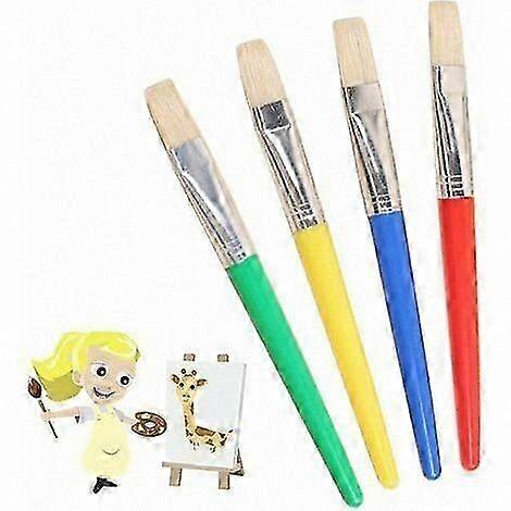 4-Piece Kids Paint Brush Set Flat Tip Watercolor Brushes for Art Projects