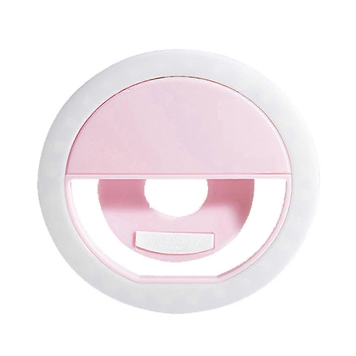 Rechargeable LED Selfie Ring Light with 3-Level Adjustable Brightness Portable Mobile Phone Lens Selfie Lamp Pink