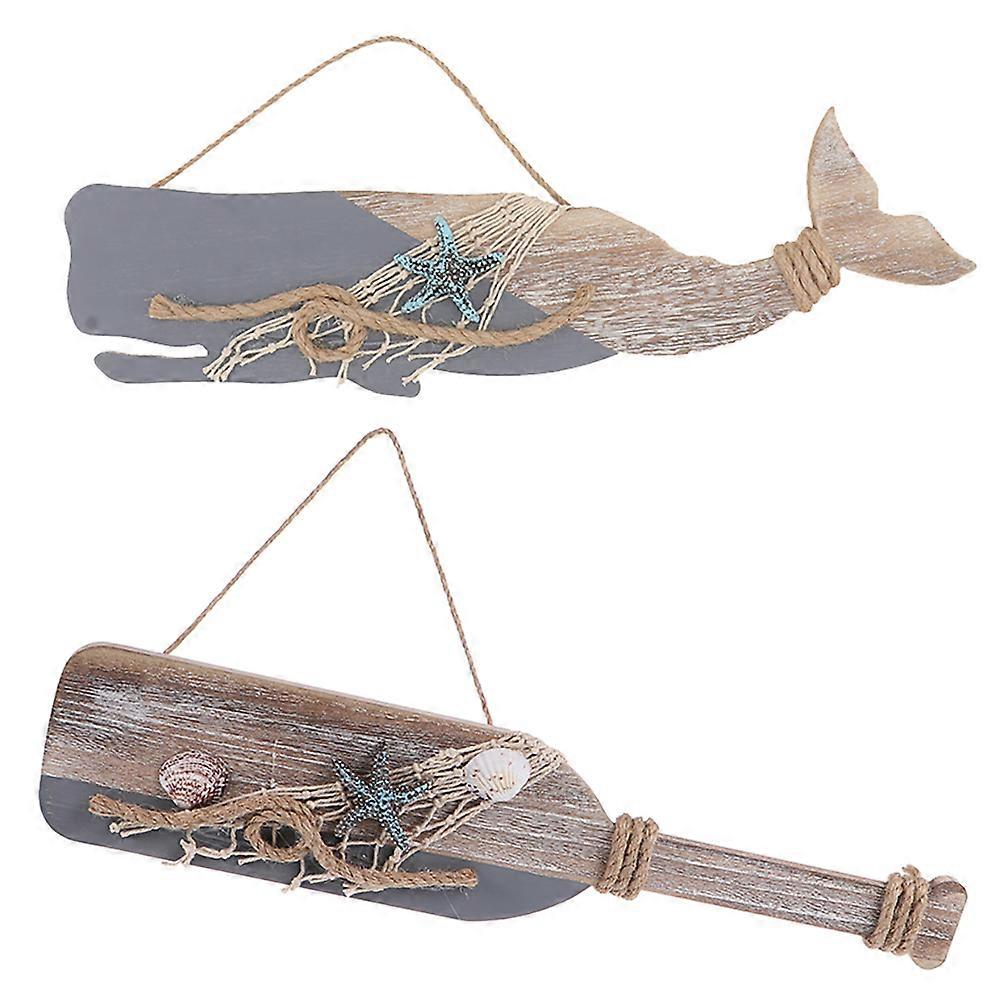 Wooden Pendant for Wall Hanging Decor Ocean Style Rustic Design 2Pcs