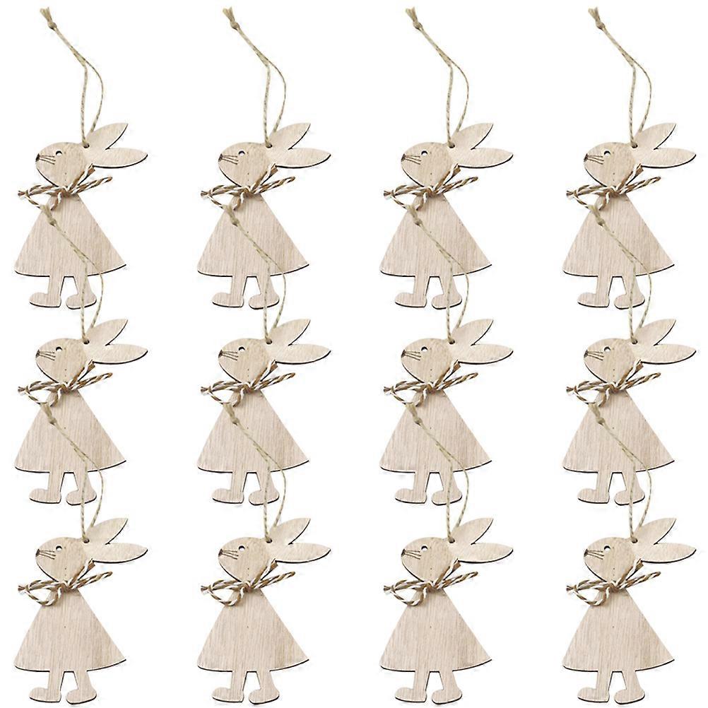 Bunny Ornaments Wooden Easter Decorations for 24Pcs Hanging
