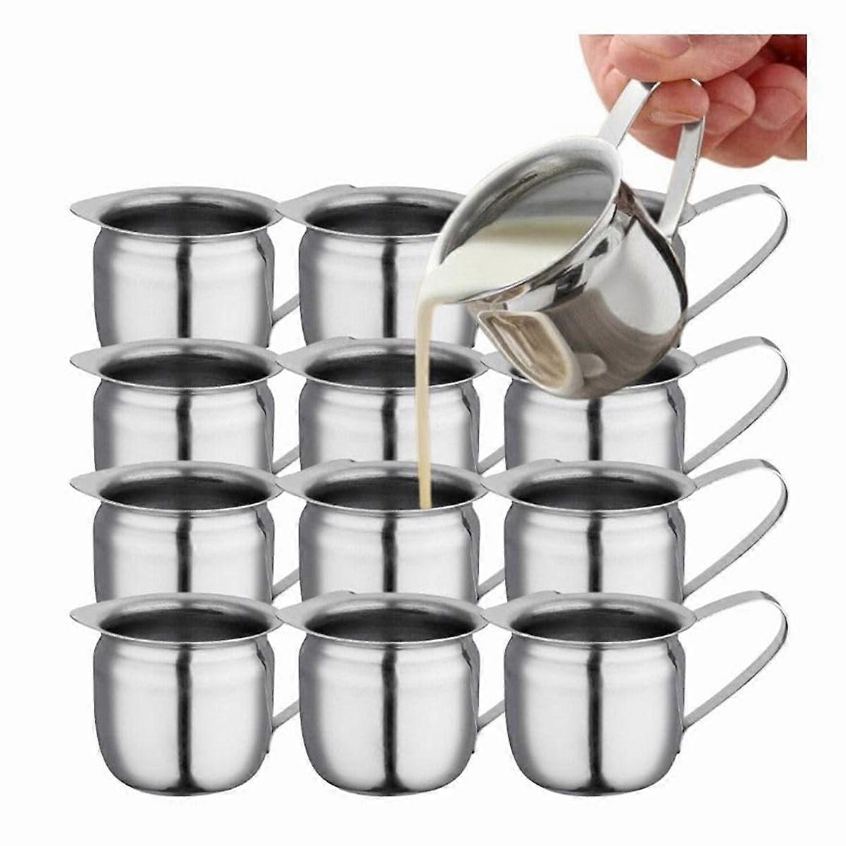 12PCS Espresso Pitcher 3Oz Cream Pitcher, Small Cream Pouring Pitcher