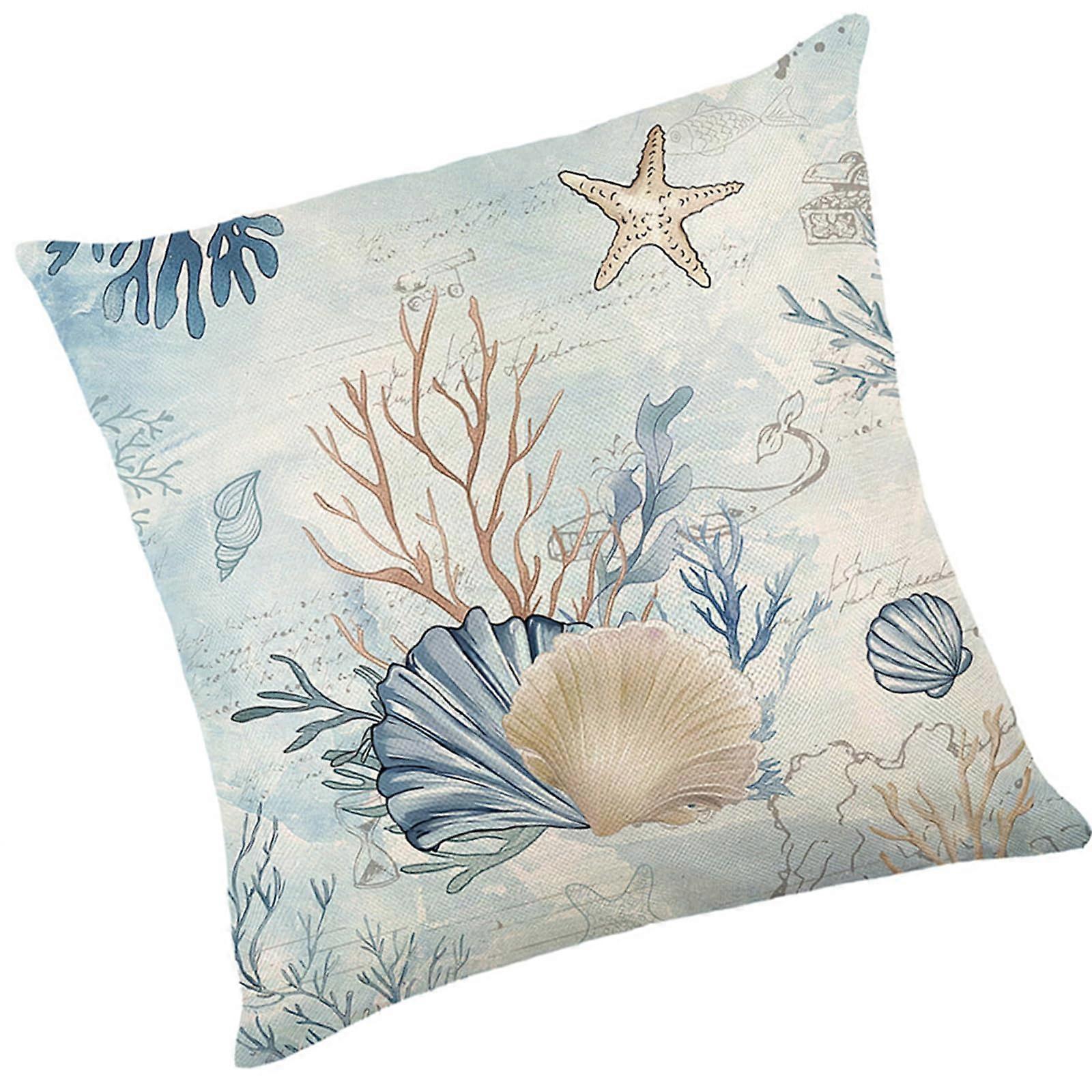 Pillow Case Seasides Themed Linen Cushion Sleeve For Home Decoration And Sofa Use Durable Polyester