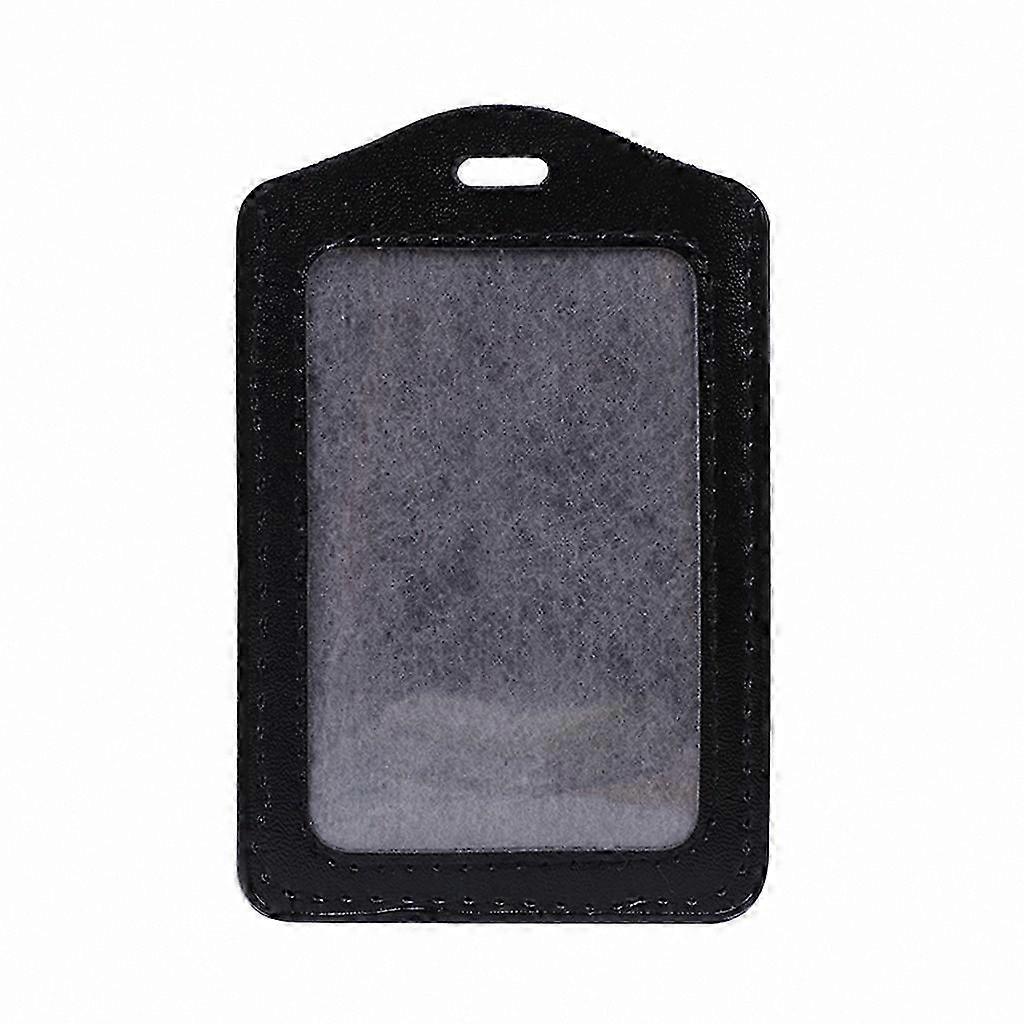 Leather Business Card Holder with ID Window, Vertical Badge Case in Yellow, 10 Colors Available