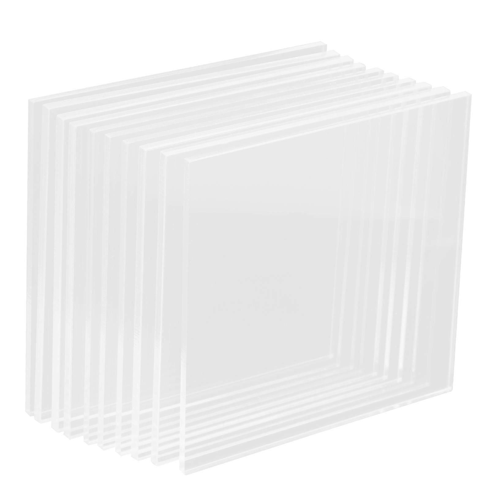 Square Design Flat Blocks 50 Pcs Transparent Acrylic for Glass and Walls Decorative Use 8.00X8.00X0.30CM Adhesive Backing