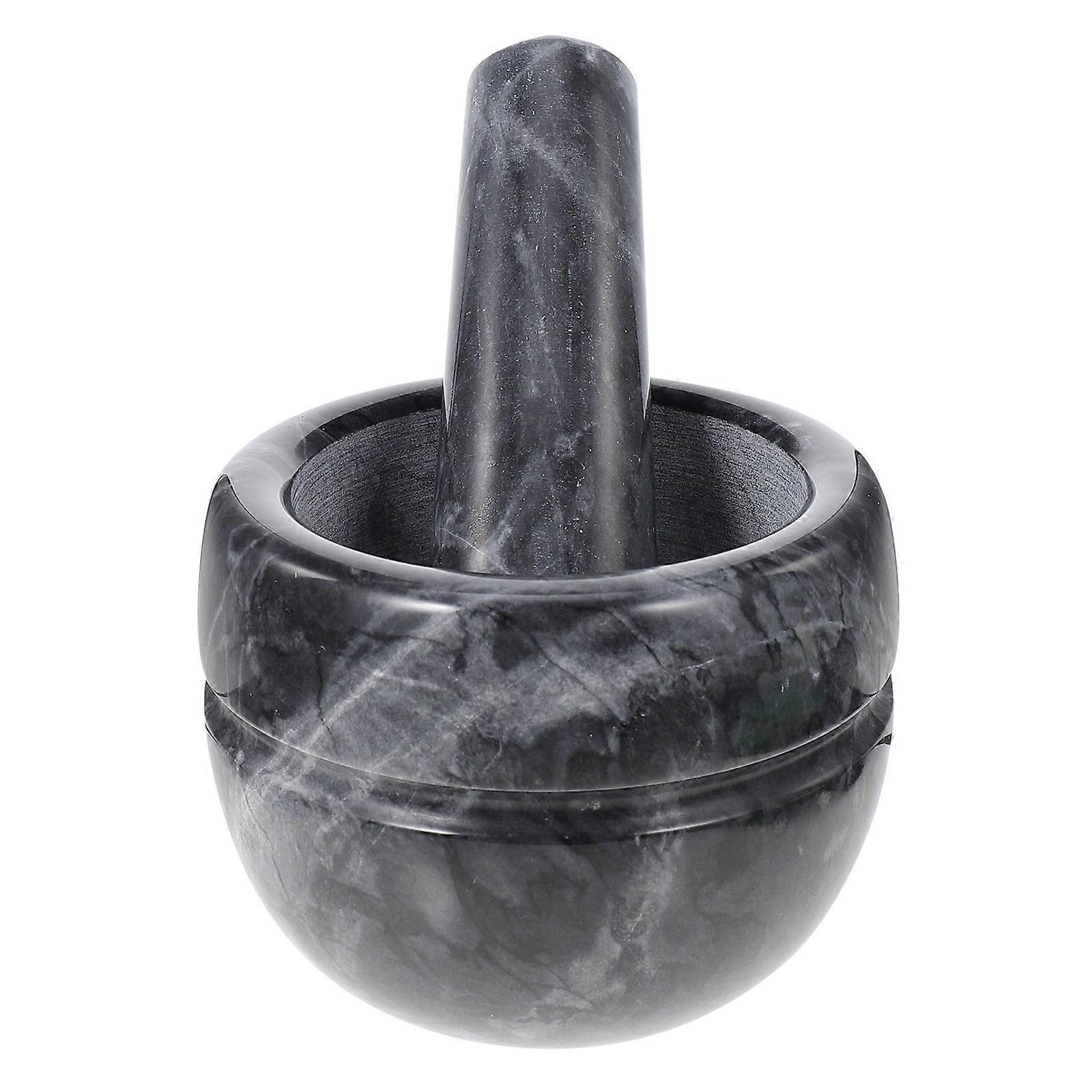 Manual Garlic Pounder Spice Grinding Tool Square Base Cylindrical Pestle 1Set