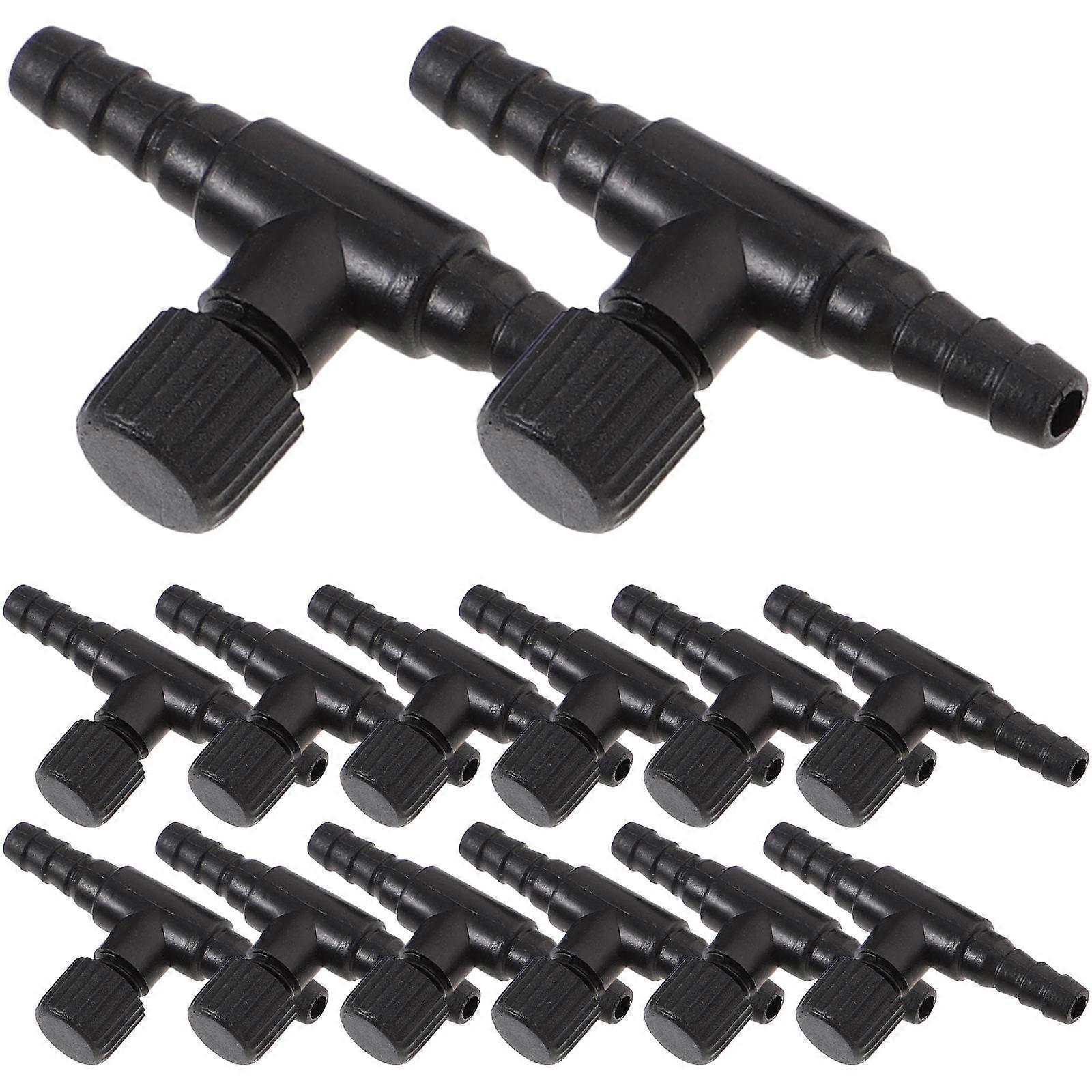 Tiny Aquarium Valves 60 Pcs T-Shaped Air Regulating Connector For Optimal Fish Tank Care In Black Designed For Easy Installation
