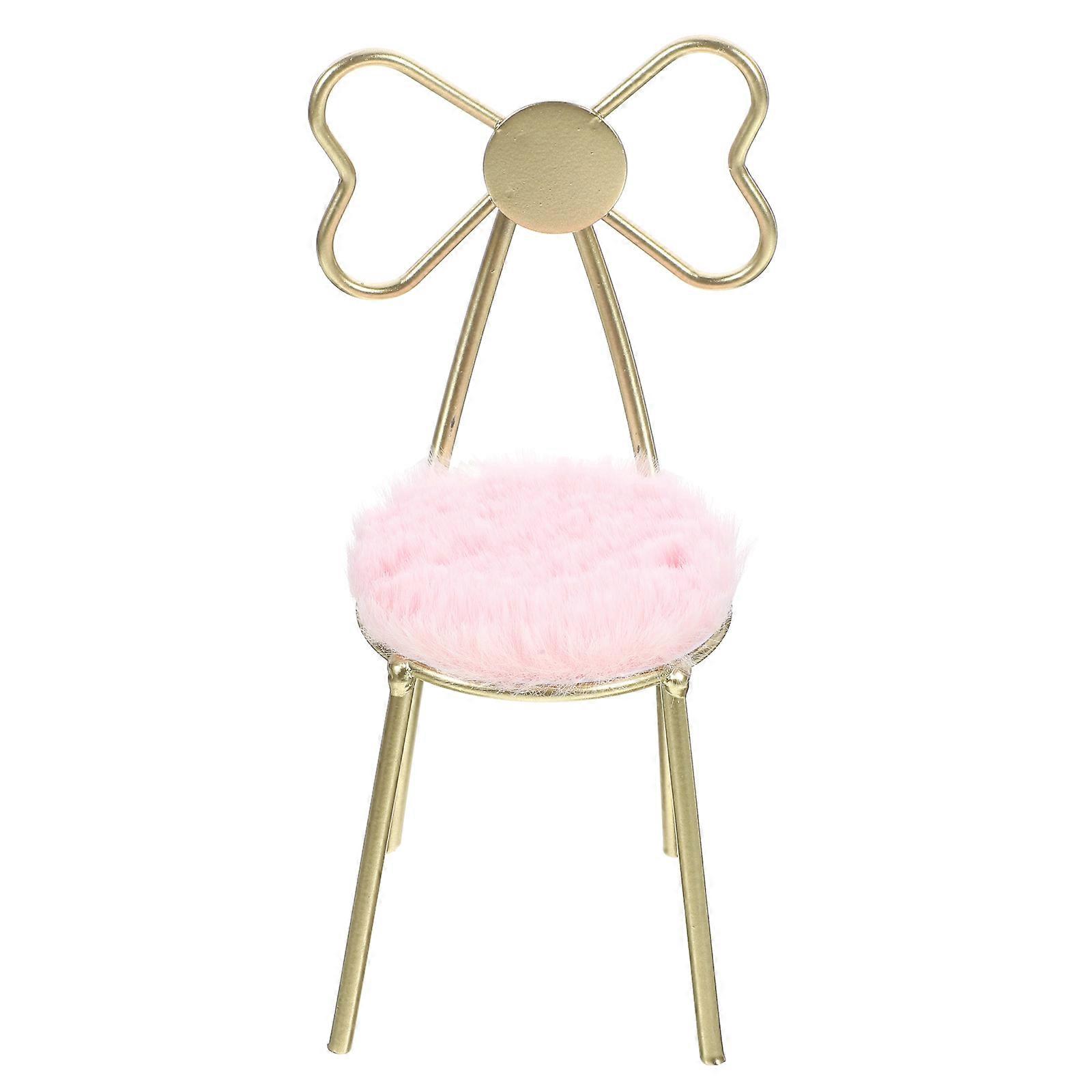 Miniature Dressing Chair Pink Iron Model for Decoration 5Pcs Set