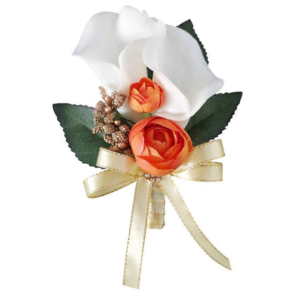 Wedding Photographic Prop Simulation Flower Brooch for Decor Orange