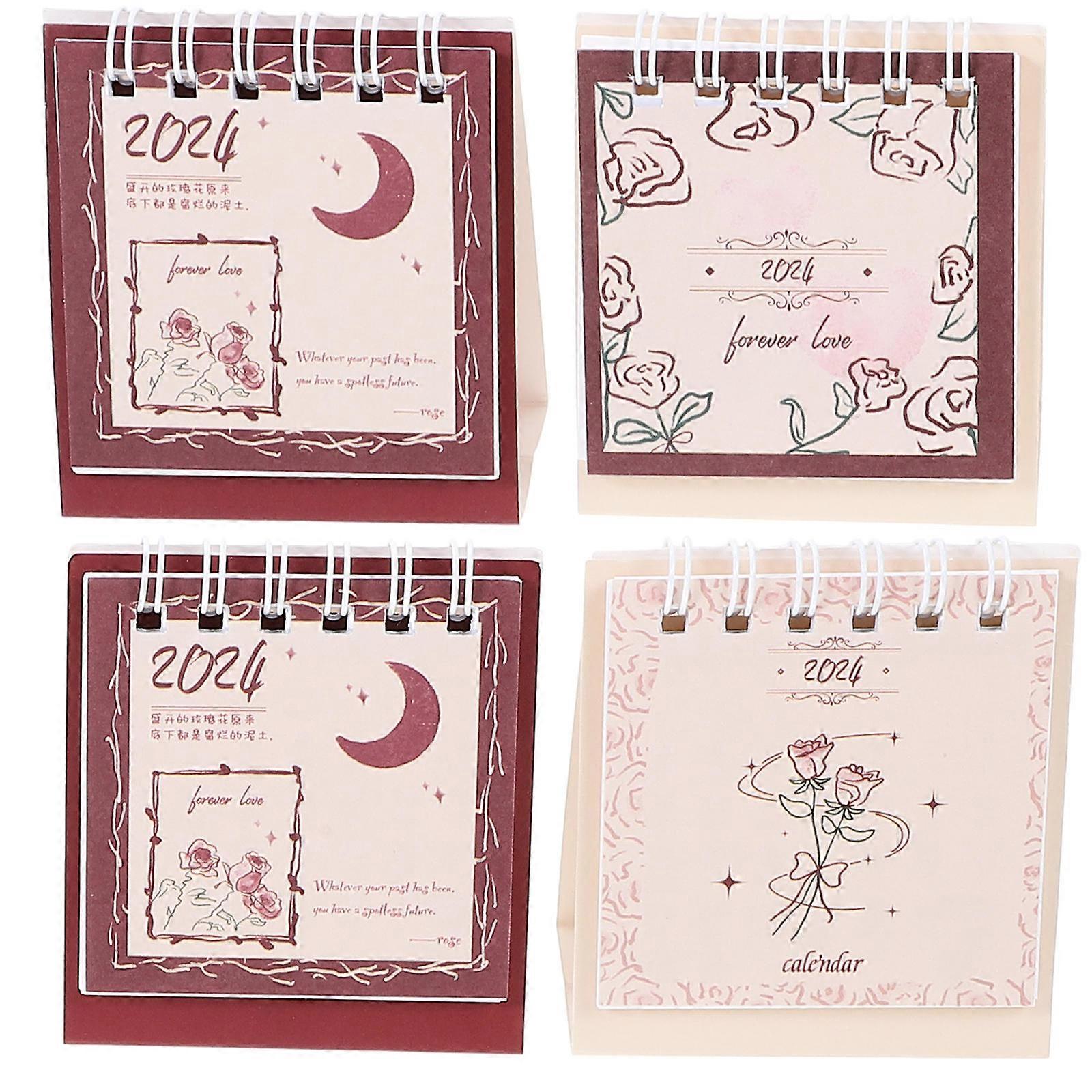 Standing Calendar For Desk Cubicle Decorations Office Workers Bright Color 4Pcs