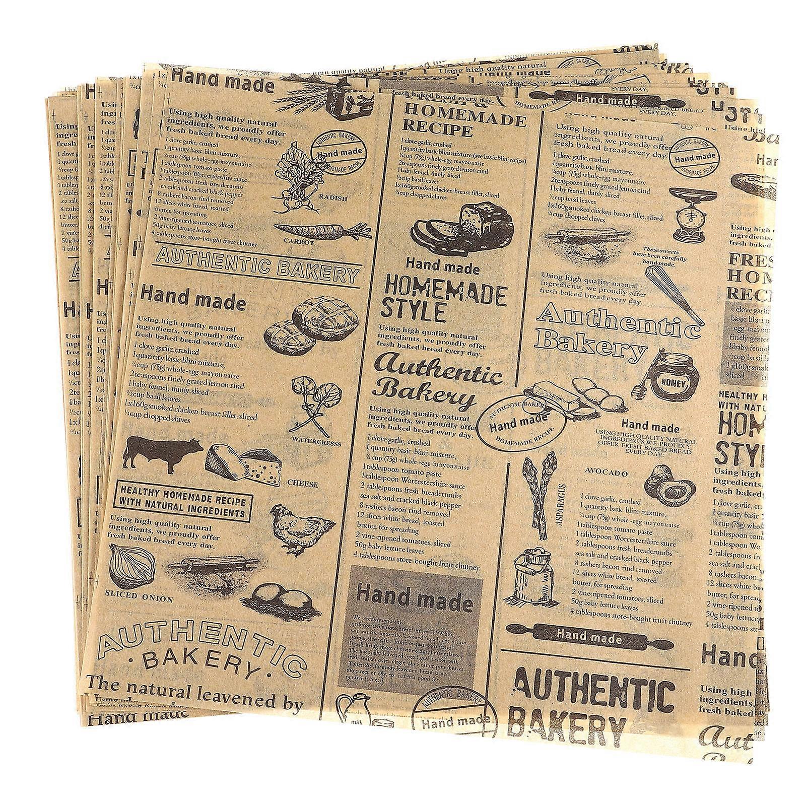 Retro Style Oilproof Tray Paper Liner 400 Sheets 9.82X9.82 In Perfect For Decorative Food Packaging And Sandwich Wrapping