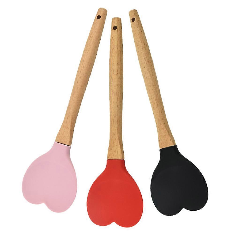 15Pcs Silicone Spatula with Wooden Handle for Cooking and Baking Kitchen Use