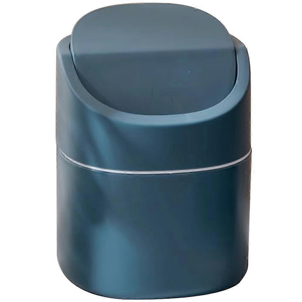 Desk Wastebasket Mini Trash Can with Lid for Home 2Pcs Blue PP